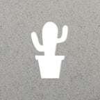 Silhouette blanche minimaliste d'un cactus Stanzer S par Artoz Papier AG sur un fond gris texturé - idéal pour les Basteln ou les projets créatifs.