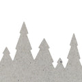 Einfache Illustration von sich überlappenden grauen Tannenbäumen, die an ausgeschnittene Formen erinnern - ideal als Inspiration für das Design Bordüre Stanzer Tannen L der Artoz Papier AG auf weißem Hintergrund.