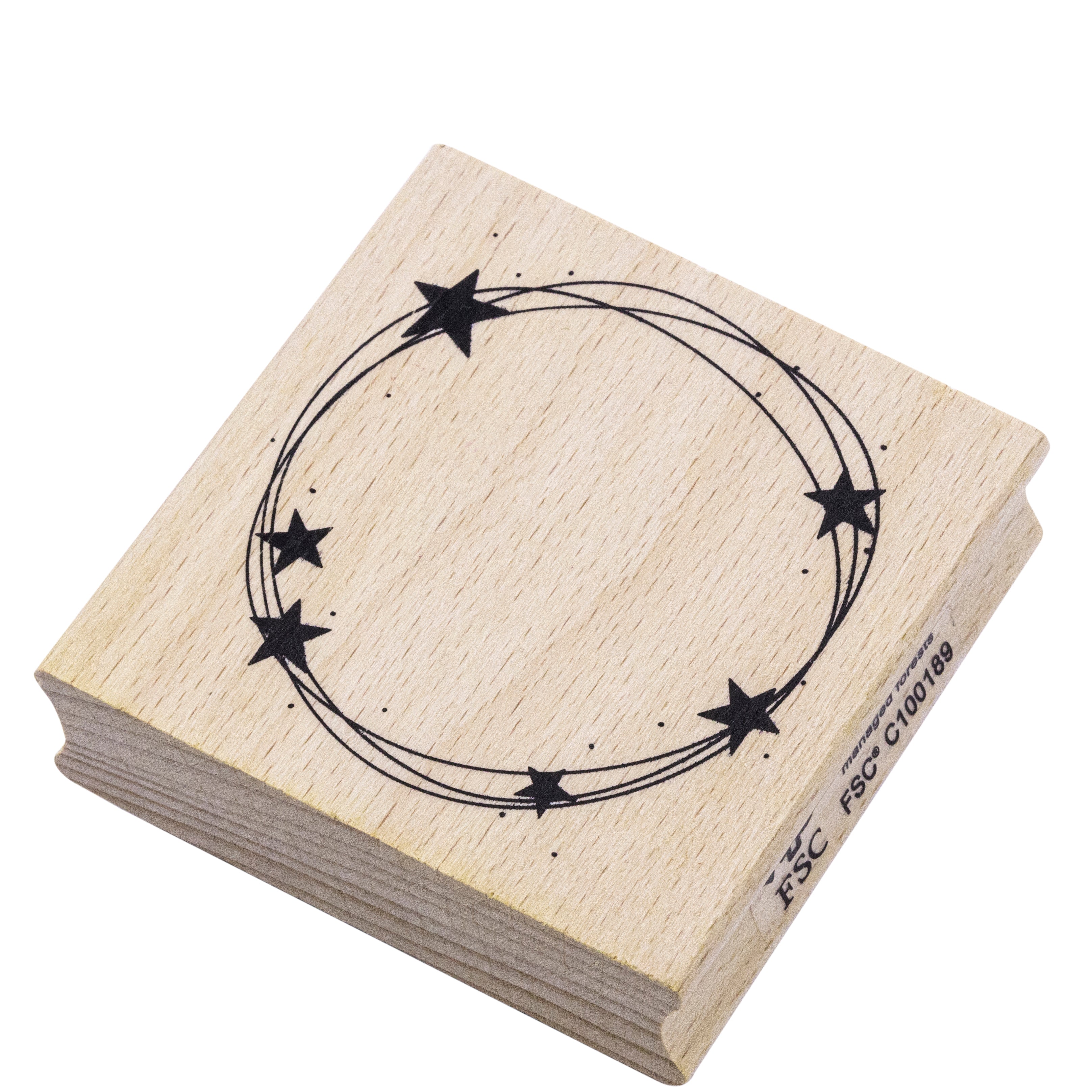 L'Artoz Papier AG Stempel Kreis mit Sternen présente sept étoiles noires reliées par des lignes courbes - idéal pour le Bastelarbeiten et les travaux créatifs.