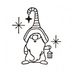 Der Artoz Papier AG Stempel Wichtel zeigt einen schlichten Wichtel mit gestreifter Mütze, buschigem Bart, Laterne und drei Sternen - perfekt für Bastelarbeiten oder zum Basteln von niedlichen Einladungskarten.