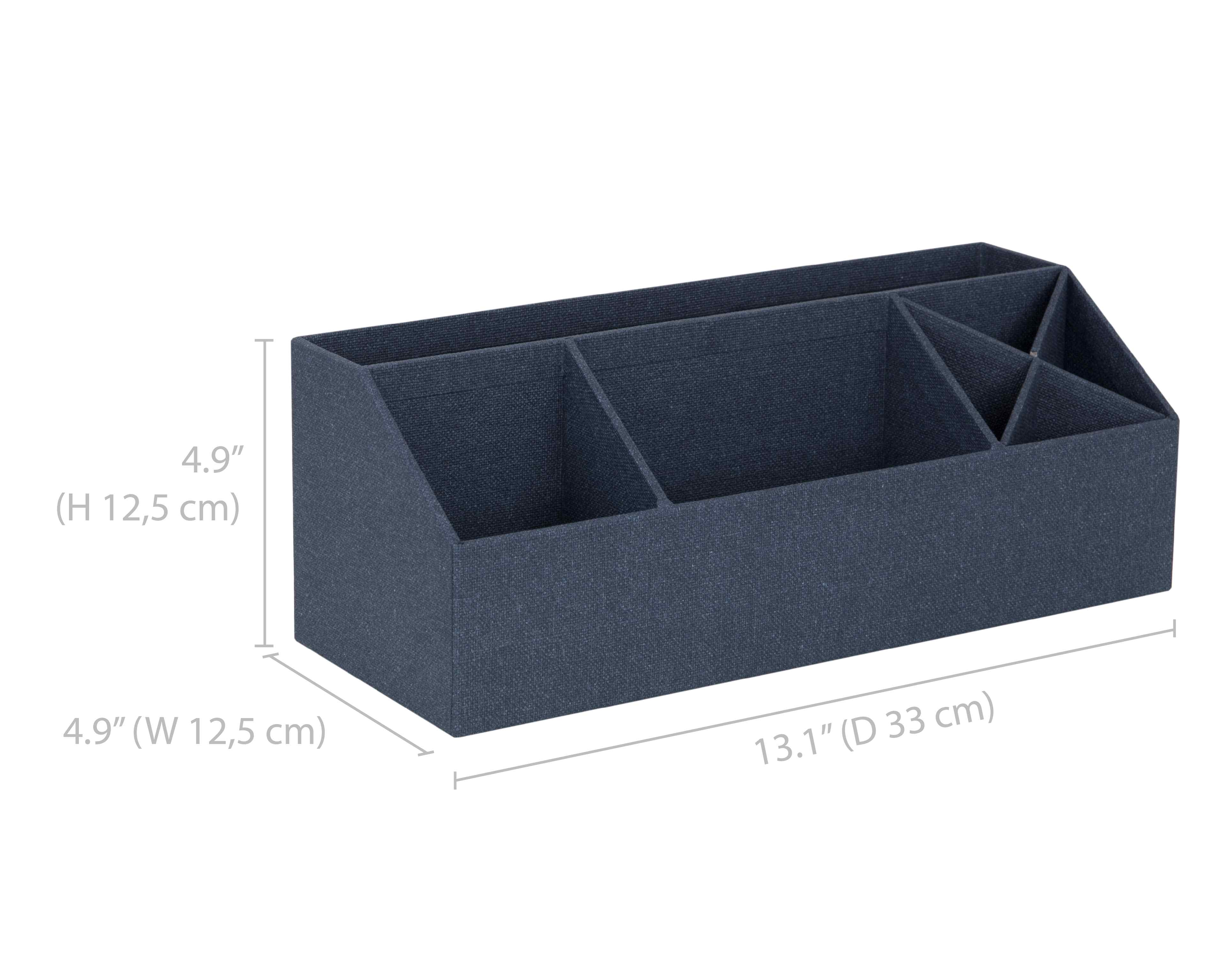 L'organisateur Artoz Papier AG Tisch Organisator est un organisateur rectangulaire gris foncé en aspect lin moderne avec 5 compartiments, mesurant 12,5 x 12,5 x 33,3 cm - idéal pour votre bureau à domicile et fabriqué dans une qualité supérieure.