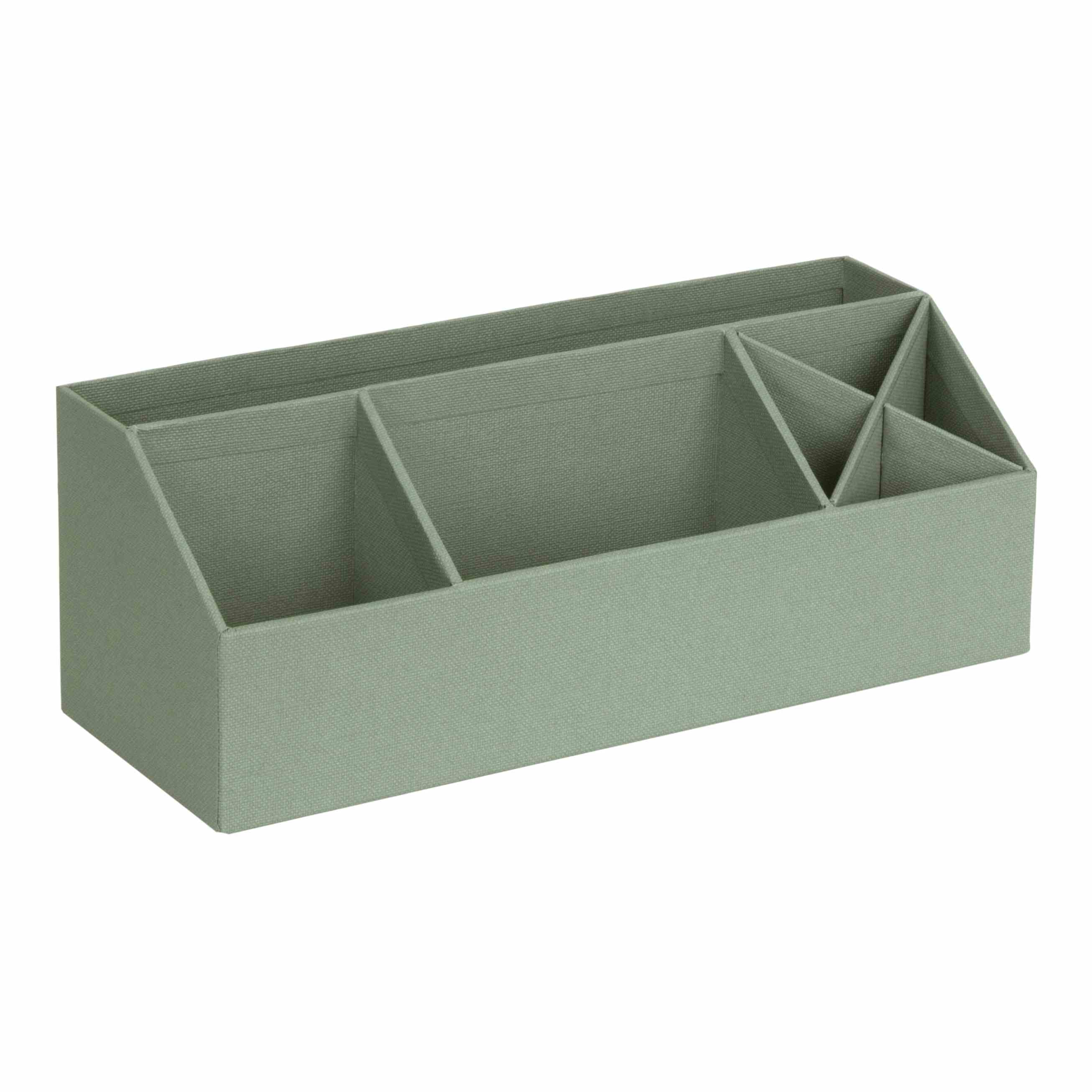 L'organisateur Artoz Papier AG Tisch est un organisateur rectangulaire en tissu vert sauge en Leinenoptik avec cinq compartiments assortis - parfait pour les fournitures de bureau ou les petits objets et idéal pour les aménagements élégants de bureau à domicile.