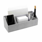 Der Artoz Papier AG Tisch Organisator in grauer Leinenoptik bietet separate Fächer für Ihr Smartphone, weiße Umschläge, Stifte und Notizkarten - ideal für ein stilvolles Home Office und in Premium-Qualität.