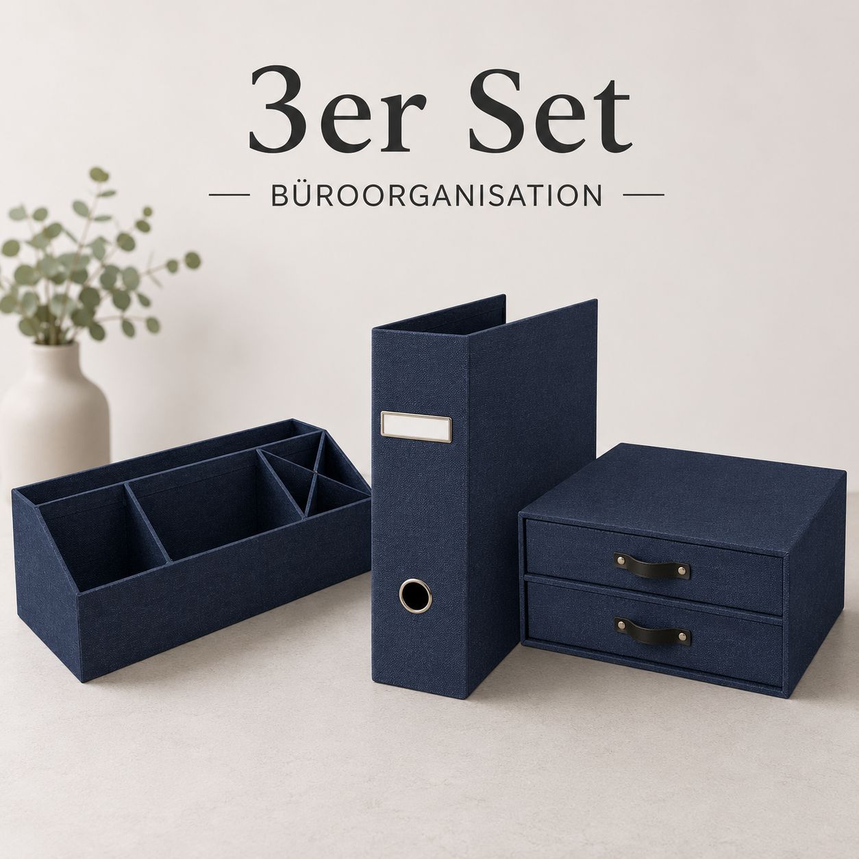 3er Set Büro Organisation Blau Ordnung Am Arbeitsplatz