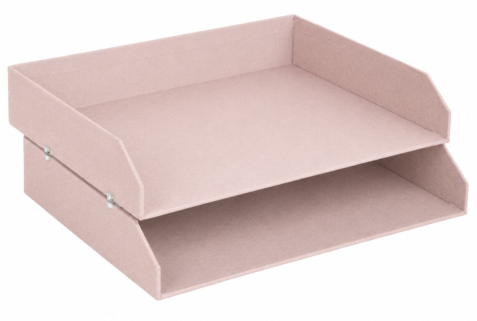 Le « Artoz Papier AG Ablagefach doppelt » est un range-documents rectangulaire rose pâle à deux niveaux, ouvert à l'avant et sur les côtés, idéal pour ranger vos papiers et apporter une touche de style à votre bureau à domicile.