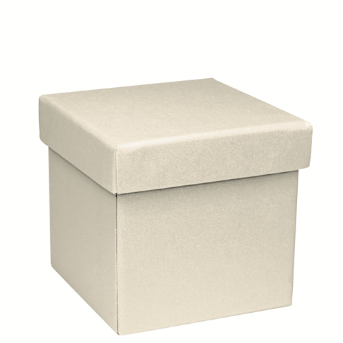 Une « Geschenk-Box Pure, taille L, couleurs variées » d'Artoz Papier AG, simple et de couleur beige clair, dotée d'un couvercle ajusté, est photographiée sur fond blanc : l'emballage cadeau idéal pour toutes les occasions spéciales.