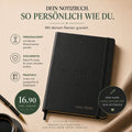 Le carnet de notes A5 d'Artoz Papier AG en noir est gravé à votre nom (16,90 € inkl. Gravur). La mention "NOTEBOOK" figure sur la couverture. Conseil d'expert ! L'étoffe et l'étoffe de coton sont des éléments de décoration à part entière.