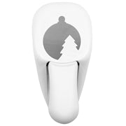 Eine weiße Papierstanze von Artoz Papier AG, die „Stanzer M Weihnachtskugel“, besticht durch ein Silhouettenmotiv mit einem runden Ornament und einer Weihnachtsbaumform – ideal zum Basteln von Karten oder um Ihren Weihnachtsbasteleien festliche Akzente zu verleihen.