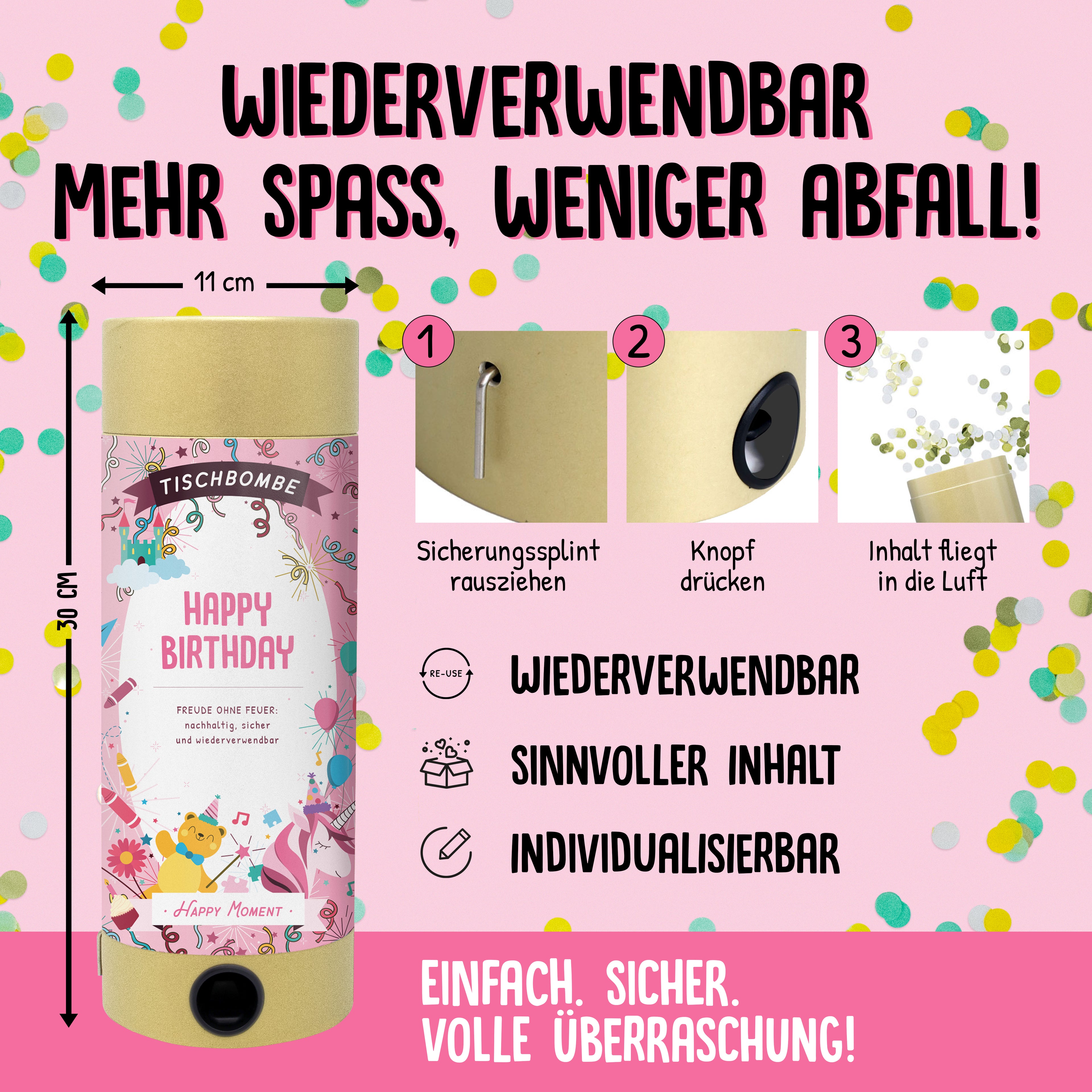 Tischbombe Happy Birthday Girl