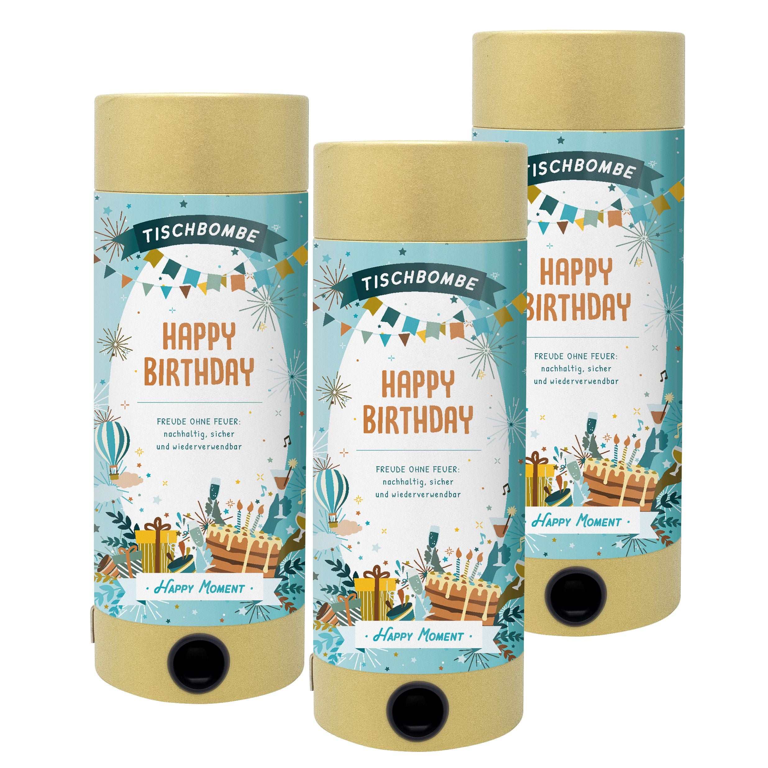 Tischbombe "Happy Birthday" 3er Set