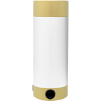 Le A4 Klebefolie zum selber bedrucken d'Artoz Papier AG est un appareil cylindrique dont le dessus et le dessous sont beiges, le corps est blanc comme une feuille imprimable et une petite caméra ou un capteur circulaire noir se trouve sur la partie inférieure de l'avant.
