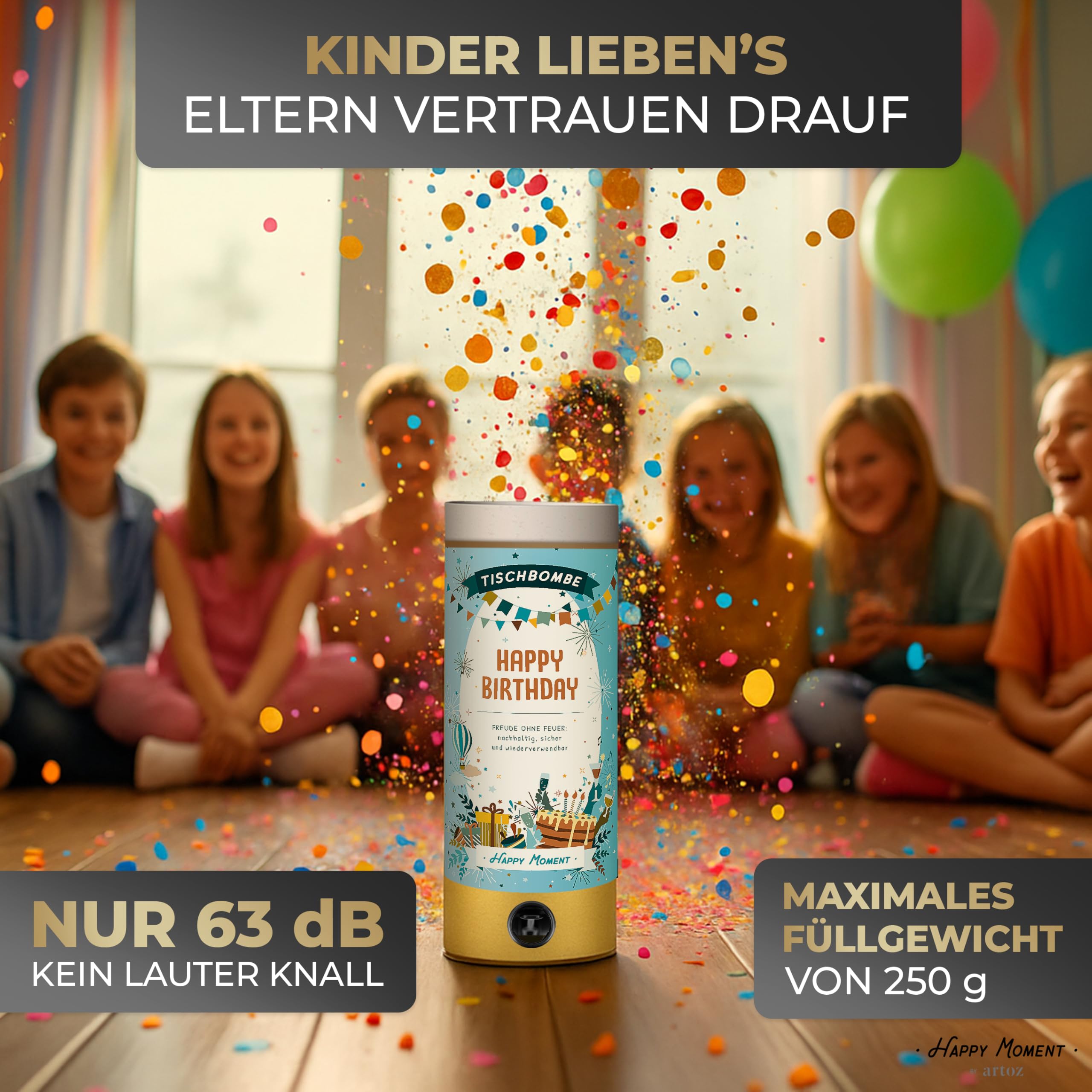 Tischbombe "Happy Birthday" 3er Set gemischt