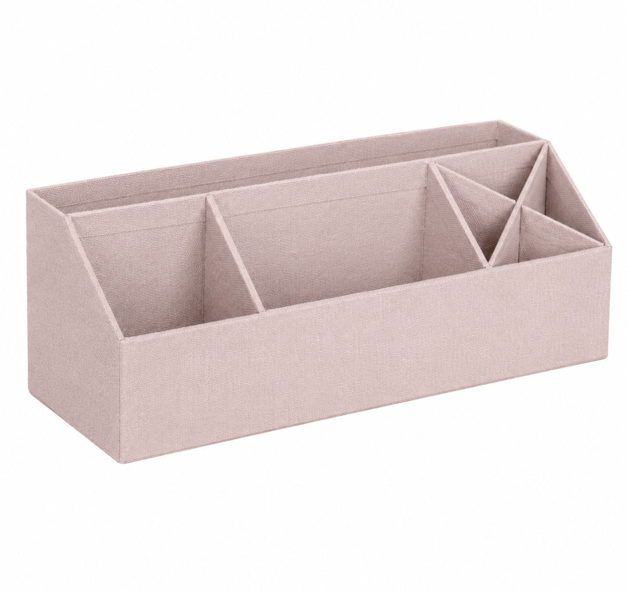 L'organiseur de bureau Artoz Papier AG, au fini lin beige, comporte cinq compartiments de tailles différentes, parfaits pour ranger des stylos, des blocs-notes ou des fournitures de bureau, présentés ici sur fond blanc.