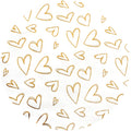 Orné de cœurs dorés dessinés à la main, de tailles variées et dispersés sur un fond circulaire d'un blanc éclatant, ce motif simple et ludique est parfait pour apporter une touche joyeuse et romantique à vos cadeaux. Il est idéal à utiliser avec la boîte Artoz Papier AG contenant du papier cadeau de différentes couleurs – boîte distributrice rechargeable, qui vous permet de ranger soigneusement votre papier cadeau élégant et de l'avoir toujours à portée de main.