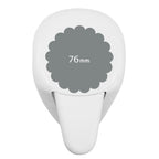 La perforatrice Artoz Papier AG Stanzer L Wellen-Kreis est une perforatrice blanche de 76 mm avec un cercle festonné gris - idéale pour les projets de Karten basteln et de Scrapbooking.