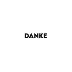 Das Wort DANKE in fetten, schwarzen Großbuchstaben - wie der Stempel Danke der Artoz Papier AG - steht zentriert auf einem schlichten weißen Hintergrund, eine ideale Inspiration für Bastelarbeiten oder einzigartige Einladungskarten.