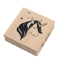 Le Stempel Einhorn d'Artoz Papier AG représente le contour noir d'une tête de licorne avec trois étoiles, idéal pour les Bastelarbeiten ou la décoration des Einladungskarten.