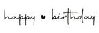 Joyeux anniversaire écrit à la main en noir avec un cœur noir entre les mots sur fond blanc - idéal pour Bastelarbeiten ou comme inspiration pour votre dessin Artoz Papier AG Stempel Happy Birthday.