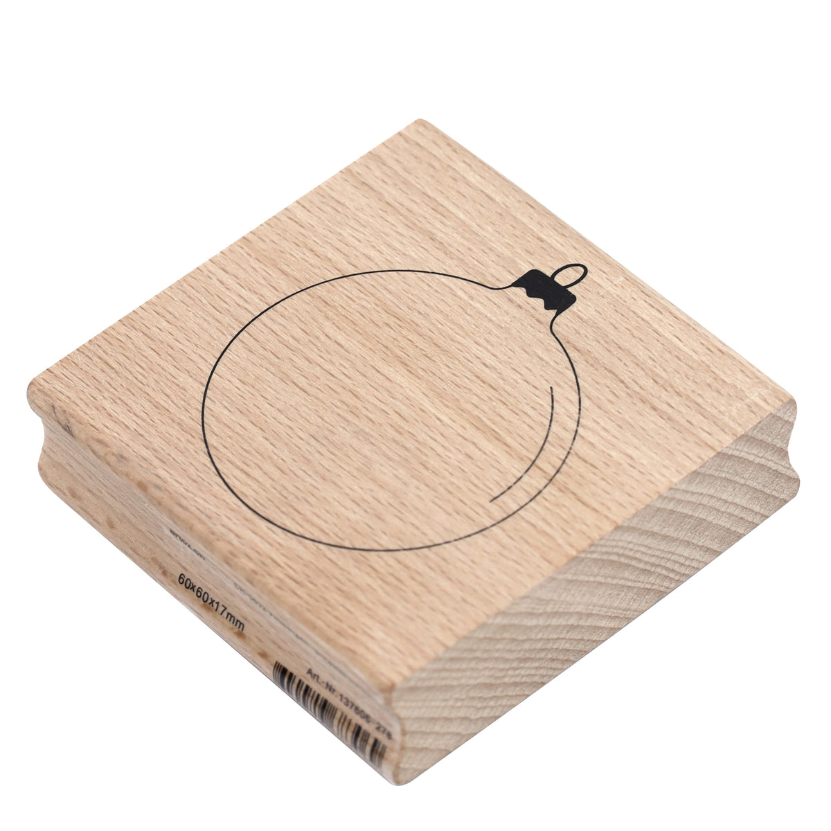 Le « Stempel Weihnachtskugel » d'Artoz Papier AG est un tampon en bois dont la face plate est ornée d'un simple contour noir représentant une boule de Noël — idéal pour les créations festives et pour apporter une touche personnelle à vos projets de fin d'année.