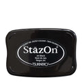 Coussin encreur rectangulaire noir étiqueté Stempelkissen StazOne Schwarz par Artoz Papier AG, avec texte multilingue schnelltrocknend et impression blanche au recto ; idéal comme Pigment-Tintenkissen ou tampon encreur.