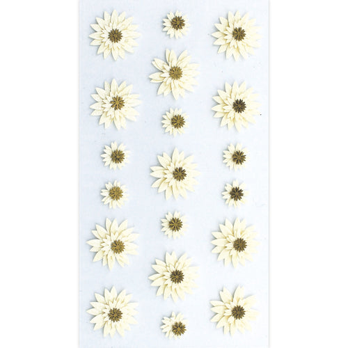 L'autocollant 3D "Blume creme" d'Artoz Papier AG Artoz présente 24 petites fleurs de couleur crème avec un centre jaune, soigneusement disposées. Il est idéal pour ajouter le charme du design suisse aux travaux manuels ou comme autocollants décoratifs délicats.