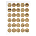 Artoz Sticker Emoji von Artoz Papier AG: 1 Bogen mit 30 runden braunen Stickern, jeweils mit schwarz umrandeten Smiley-Gesichtern, die verschiedene Emotionen zeigen - ideales Bastelzubehör für DIY-Projekte und kreative Basteleien.