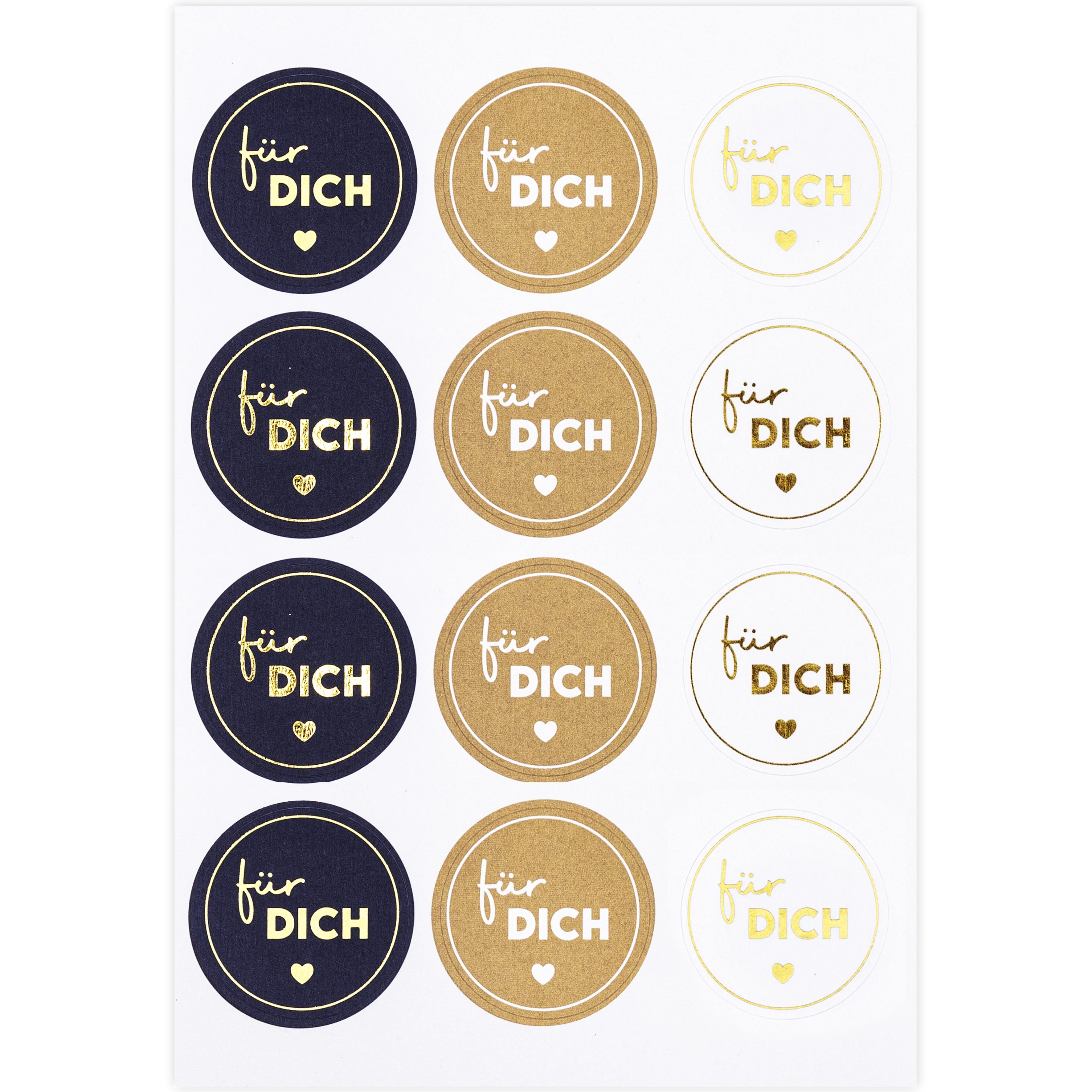 Der Artoz Sticker für DICH von der Artoz Papier AG umfasst 12 Sticker in Schwarz, Gold und Weiss mit handgeschriebenem Text und einem Herz - ideal für Geschenkverpackungen oder um Ihren Geschenken ein Schweizer handgefertigtes Flair zu verleihen.