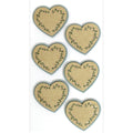 Six autocollants Artoz 3D Sticker "Herz" en forme de coeur d'Artoz Papier AG, chacun avec une bordure verte et un centre vierge, handgefertigt in Schweizer Design-idéal pour les notes ou la décoration. Disposés en deux colonnes sur fond blanc.