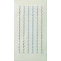 L'autocollant 3D "Kristall 2mm" d'Artoz Papier AG présente une base rectangulaire blanche avec huit rangées verticales de petits strass ronds argentés ou transparents - un embellissement élégant reflétant le design de Schweizer.