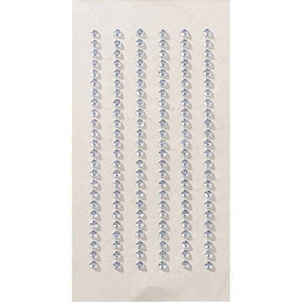 L'autocollant 3D "Kristall 3mm" d'Artoz Papier AG présente des strass adhésifs transparents en rangées verticales sur une feuille rectangulaire claire, idéale pour donner à vos travaux manuels un effet d'autocollant 3D étincelant.