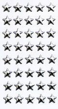 Ein Set von 48 Artoz 3D-Stickern "Strass Stern silber" der Artoz Papier AG, übersichtlich angeordnet in sechs Reihen und acht Spalten - ideal zum Basteln oder als funkelnde 3D-Sticker-Highlights.