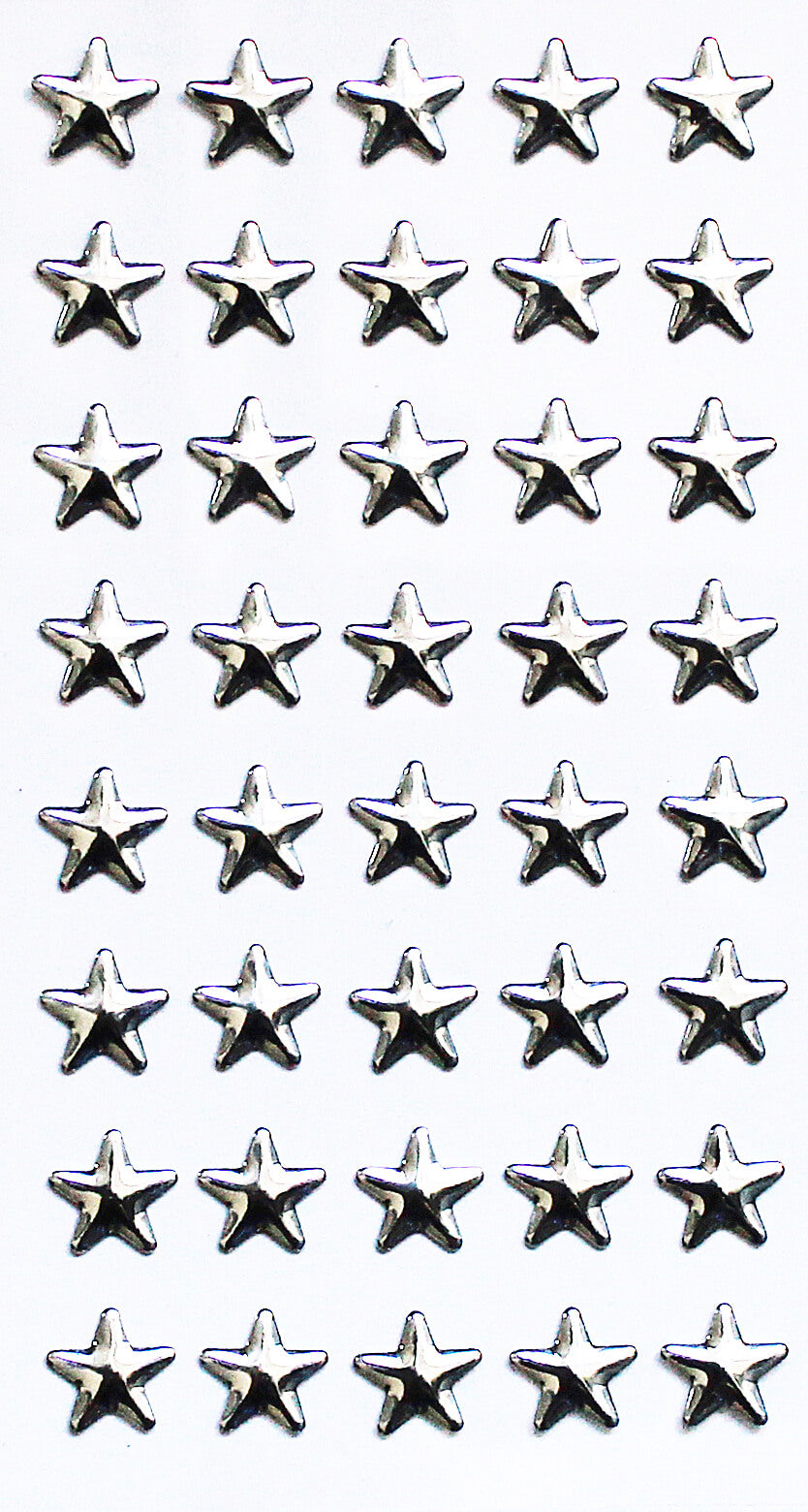 Lot de 48 autocollants Artoz 3D "Strass Stern silber" d'Artoz Papier AG, soigneusement disposés en six rangées et huit colonnes - idéal pour les Basteln ou en tant qu'autocollants 3D étincelants.