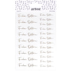 Die Artoz Sticker Frohe Ostern transparent der Artoz Papier AG zeigen klare Sticker mit handgeschriebenem "Frohe Ostern" in Reihen, verpackt mit einer gemusterten Bordüre - ideal für eine charmante Osterdeko.