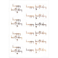 L'Artoz Sticker Happy Birthday transparent d'Artoz Papier AG représente le mot "Happy Birthday" en cursive dorée et noire avec un cœur en dessous, parfait pour la Geburtstagsdekoration, disposé sur une feuille transparente en quatre rangées de trois.