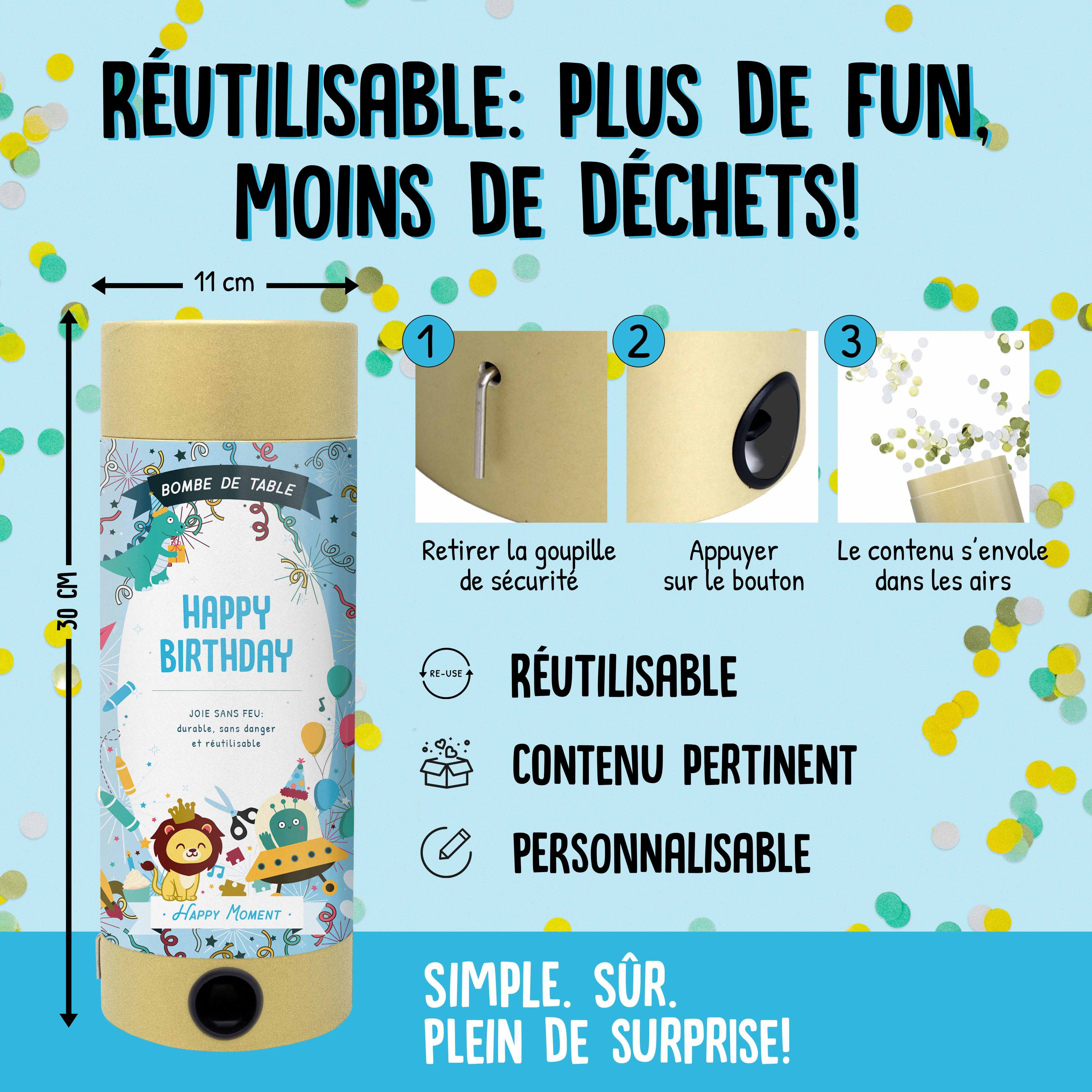 La boîte à tartes sans fumée - Happy Birthday Boy d'Artoz Papier AG est à la fois fiable, personnalisable et sûre : Il s'agit d'un objet de sécurité qui s'ouvre, se ferme et s'ouvre - pour le plaisir, avec un contenu pertinent et un design attrayant.