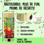 Le "ballon de table sans fumée - Fussball WM Team Schweiz" d'Artoz Papier AG est un jeu d'enfant de qualité supérieure avec des instructions, un design suisse et une décoration irréprochable et respectueuse de l'environnement - idéal pour votre nouveau match de football ! Un petit konfetti avec un arrière-plan de couleur noire.
